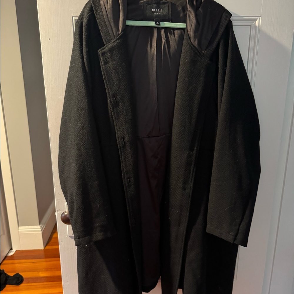 Torrid Hooded Black Pea Coat